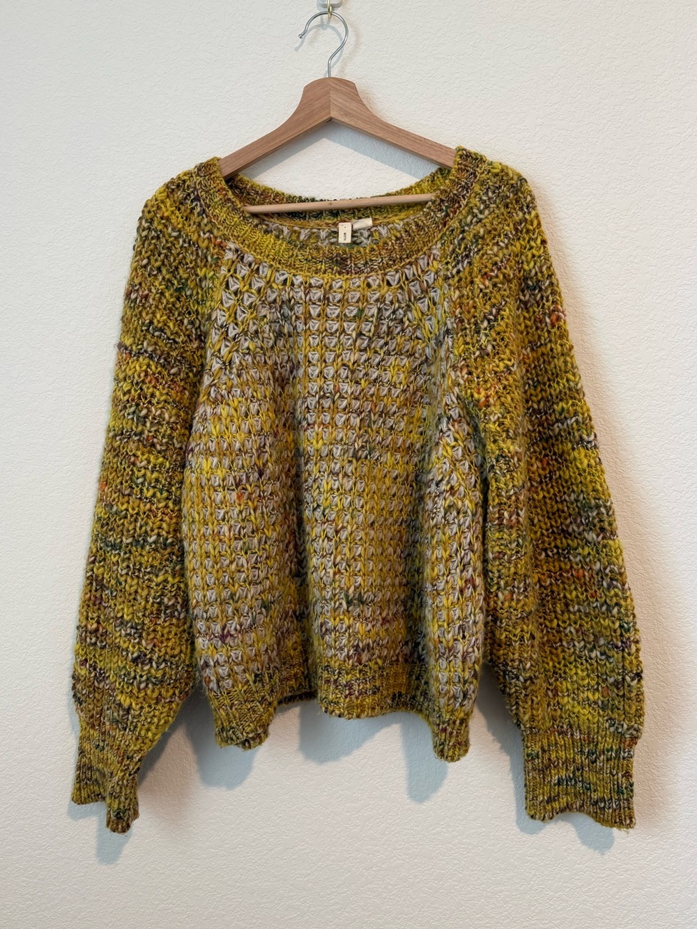 Moth Anthro Chunky Marled Yellow Crewneck Sweater Size L